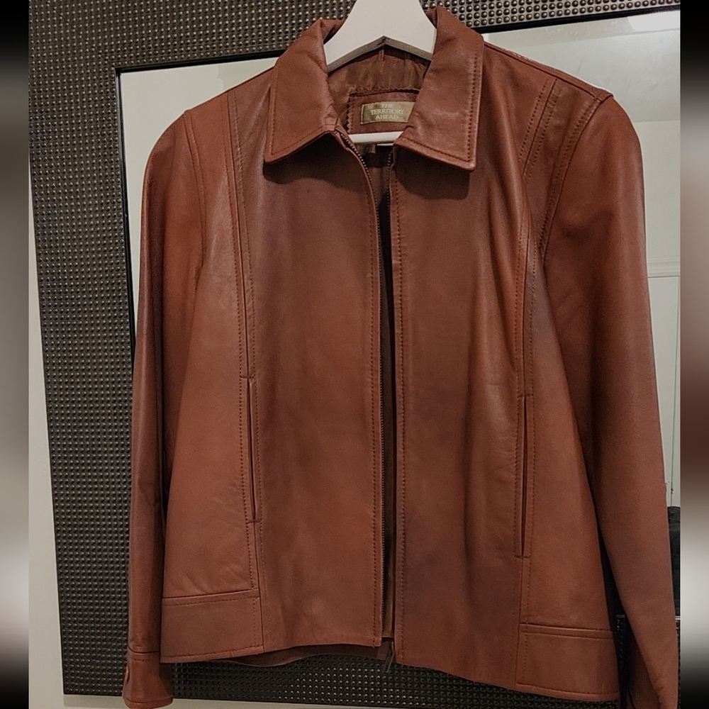 The Territory Ahead cognac Brown Leather Jacket